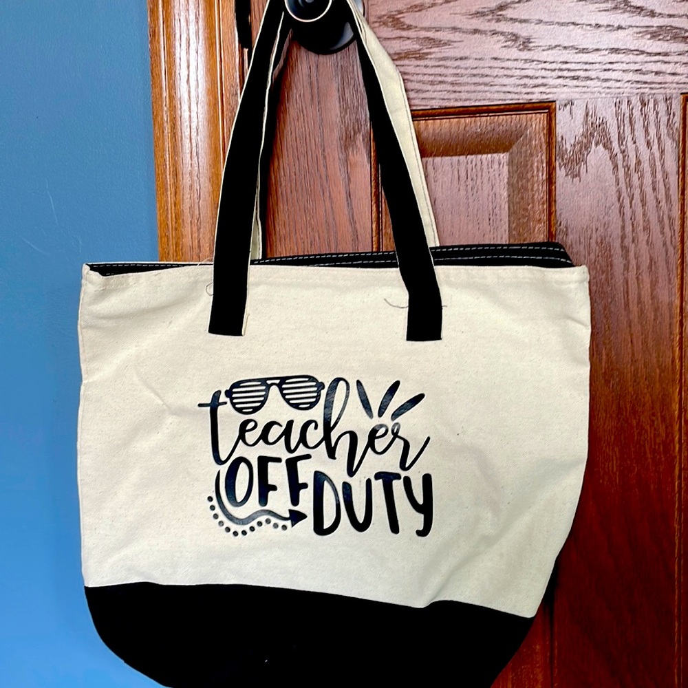 Teacher Off Duty tote bag